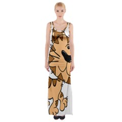 Cats Kittens Animal Cartoon Moving Maxi Thigh Split Dress by Simbadda