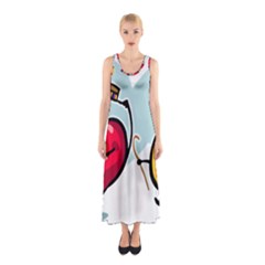 Dancing Fruit Apple Organic Fruit Sleeveless Maxi Dress by Simbadda