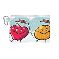 Dancing Fruit Apple Organic Fruit Canvas Cosmetic Bag (medium) by Simbadda