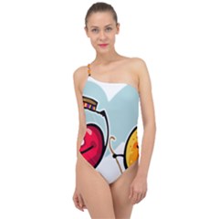 Dancing Fruit Apple Organic Fruit Classic One Shoulder Swimsuit by Simbadda