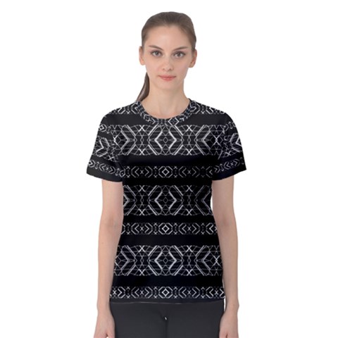 Futuristic Geometric Stripes Pattern Women s Sport Mesh Tee by dflcprints