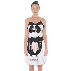 Panda Hug Sorry Cute Cute Bear Ruffle Detail Chiffon Dress by Simbadda