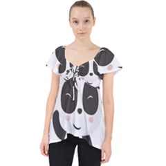 Panda Bear Funny Cute Lace Front Dolly Top by Simbadda