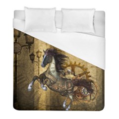 Awesome Steampunk Horse, Clocks And Gears In Golden Colors Duvet Cover (full/ Double Size) by FantasyWorld7