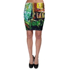 Old Tree And House With An Arch 5 Bodycon Skirt by bestdesignintheworld