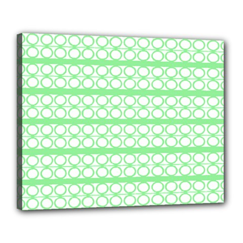 Circles Lines Green White Pattern Canvas 20  X 16  by BrightVibesDesign