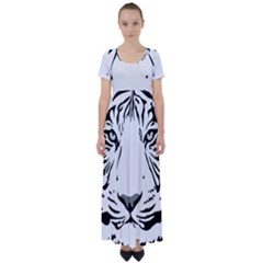 Tiger Pattern Animal Design Flat High Waist Short Sleeve Maxi Dress by Simbadda