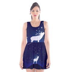 Design Painting Sky Moon Nature Scoop Neck Skater Dress by Simbadda