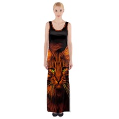 Cat Digiart Artistically Cute Maxi Thigh Split Dress by Simbadda