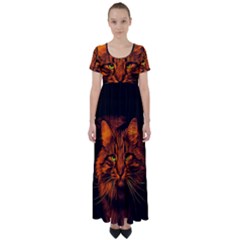 Cat Digiart Artistically Cute High Waist Short Sleeve Maxi Dress by Simbadda