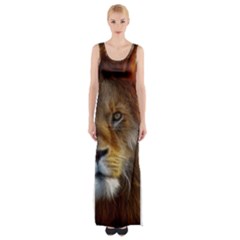 Fractalius Big Cat Animal Maxi Thigh Split Dress by Simbadda