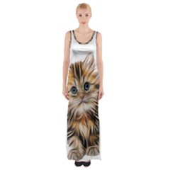 Kitten Mammal Animal Young Cat Maxi Thigh Split Dress by Simbadda