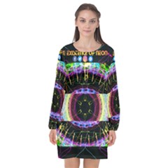 Social Media Rave Apparel Long Sleeve Chiffon Shift Dress  by TheExistenceOfNeon2018