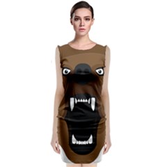 Bear Brown Set Paw Isolated Icon Sleeveless Velvet Midi Dress by Nexatart