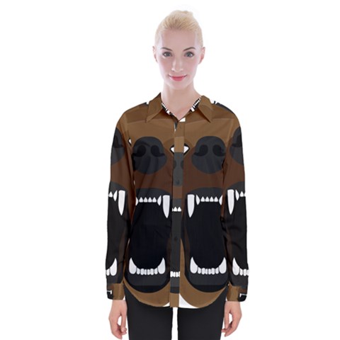 Bear Brown Set Paw Isolated Icon Womens Long Sleeve Shirt by Nexatart