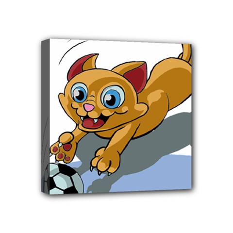 Cat Ball Play Funny Game Playing Mini Canvas 4  X 4  by Nexatart