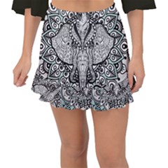 Ornate Hindu Elephant  Fishtail Mini Chiffon Skirt by Valentinaart