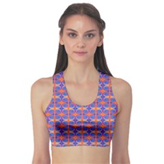 Blue Orange Yellow Swirl Pattern Sports Bra by BrightVibesDesign