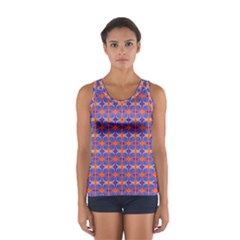 Blue Orange Yellow Swirl Pattern Sport Tank Top  by BrightVibesDesign