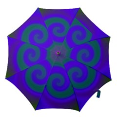 Swirl Green Blue Abstract Hook Handle Umbrellas (small) by BrightVibesDesign