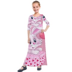 Love Celebration Gift Romantic Kids  Quarter Sleeve Maxi Dress by Sapixe