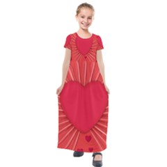 Background Texture Heart Love Kids  Short Sleeve Maxi Dress by Sapixe