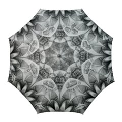 Black And White Fanned Feathers In Halftone Dots Golf Umbrellas by jayaprime