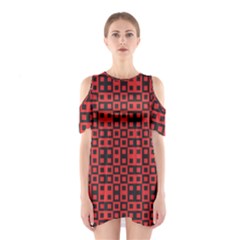 Abstract Background Red Black Shoulder Cutout One Piece by Sapixe