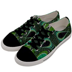 Fractal Art Green Pattern Design Men s Low Top Canvas Sneakers by Sapixe