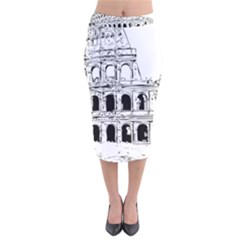 Line Art Architecture Velvet Midi Pencil Skirt by Sapixe