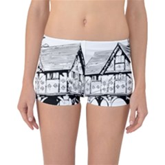 Line Art Architecture Vintage Old Reversible Boyleg Bikini Bottoms by Sapixe