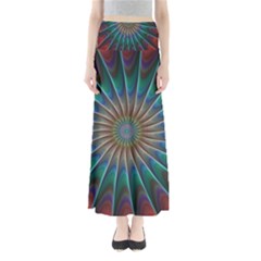 Fractal Peacock Rendering Full Length Maxi Skirt by Sapixe