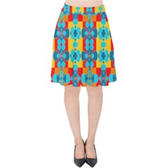 Pop Art Abstract Design Pattern Velvet High Waist Skirt by Sapixe