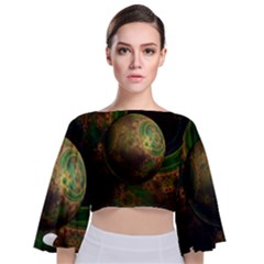 Tiktok s Four-dimensional Steampunk Time Contraption Tie Back Butterfly Sleeve Chiffon Top by jayaprime