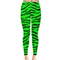 Bright Neon Green and Black Tiger Stripes  Leggings  View1