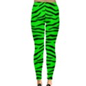 Bright Neon Green and Black Tiger Stripes  Leggings  View2