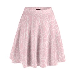 Elios Shirt Faces In White Outlines On Pale Pink Cmbyn High Waist Skirt by PodArtist