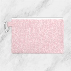 Elios Shirt Faces In White Outlines On Pale Pink Cmbyn Canvas Cosmetic Bag (large) by PodArtist