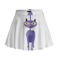 Cat Clipart Animal Cartoon Pet Mini Flare Skirt by Sapixe