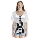 Guitar Abstract Wings Silhouette V-Neck Flutter Sleeve Top View1