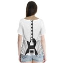 Guitar Abstract Wings Silhouette V-Neck Flutter Sleeve Top View2