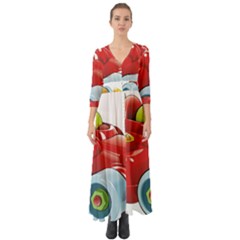 Car Vehicle Racing Car Formula Button Up Boho Maxi Dress by Sapixe