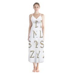 Letters Gold Classic Alphabet Button Up Chiffon Maxi Dress by Sapixe