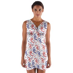 Red White And Blue Usa/uk/france Colored Party Streamers Wrap Front Bodycon Dress by PodArtist