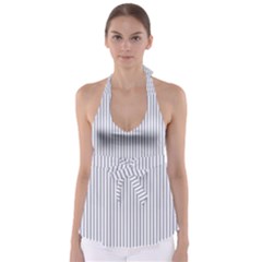 Mattress Ticking Narrow Striped Pattern In Usa Flag Blue And White Babydoll Tankini Top by PodArtist