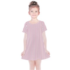 Mattress Ticking Narrow Striped Usa Flag Red And White Kids  Simple Cotton Dress by PodArtist