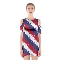 Ny Usa Candy Cane Skyline In Red White & Blue Shoulder Cutout One Piece by PodArtist