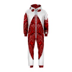 Butterfly Red Fractal Art Nature Hooded Jumpsuit (kids) by Sapixe