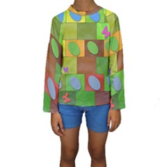 Easter Egg Happy Easter Colorful Kids  Long Sleeve Swimwear by Sapixe