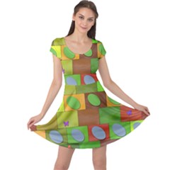 Easter Egg Happy Easter Colorful Cap Sleeve Dress by Sapixe